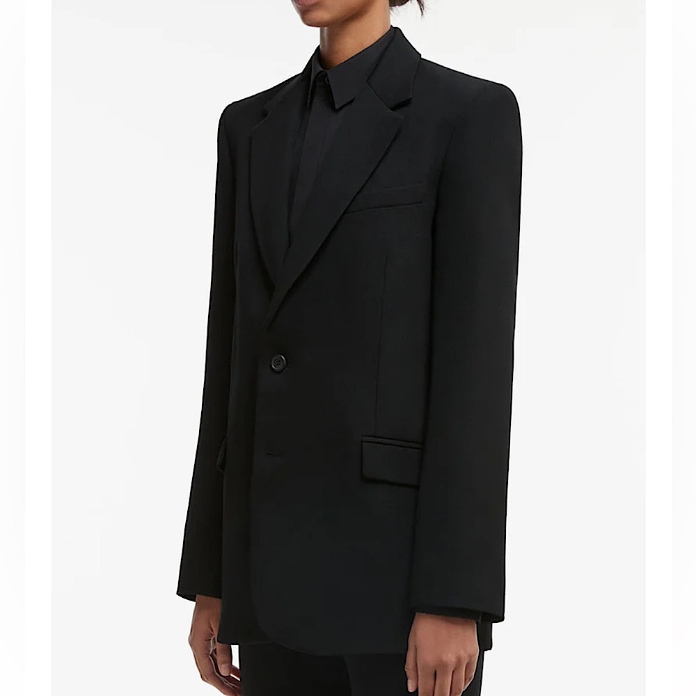 WARDROBE.NYC Black Oversized Blazer Virgin Wool Cotton Blend Sz XS ✨ NWOT